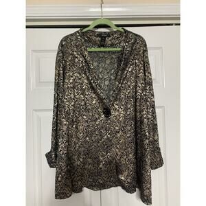 NWT Ali Miles Black & Gold Lace Size 1x Jacket Blazer Art To Wear Glam Artsy